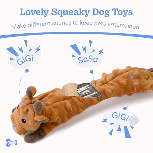 SHARLOVY Dog Squeaky Toy, Bubble Plush Puppy Teething Pet Toy, Crinkle No Stuffing Animals Dog Toy, Doggies Chew for Large Small Medium Breeds - color: Bubble Plush-Cow, size: Large