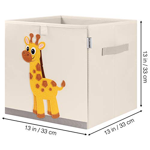 13 Inch Animal Cube Storage Bins, Foldable Fabric Kids Toy Box & Toy Chest | Kids Storage Cubes, Toy Storage Organizer Basket for Toddlers, Boys and Girls, Playroom and Nursery (Elegant Giraffe) - color: Elegant Giraffe
