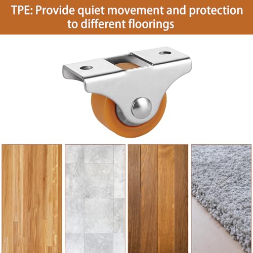 SHUESS 24 PCS 1" Small Casters Wheels, Mini Trundle Bed Wheels with Metal Top Plate, Silent Ball Bearing TPR Wheel for Furniture Rolling Cabinet Trundle Bed Drawer with 60 Screws