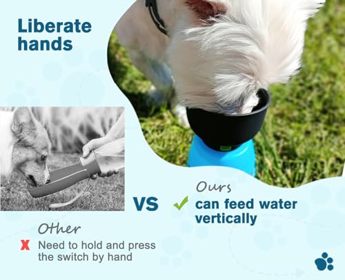 Pecute Portable Dog Water Bottle, 2 in 1 Cat Dog Travel Water Bottle Bowl Leakproof with Double Seal, BPA Free, Lightweight, Pet Small Animal Water Bottel Dispenser for Outdoor Walking Hiking Travels | Leakproof, BPA Free, Lightweight, Puppy Walking Water