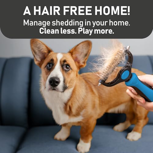 Maxpower Planet Pet Grooming Brush and 2X Grooming Gloves Combo - Double Sided Dematting, Deshedding Undercoat Rake for Dogs and Cats - Reduce Shedding Easily - Blue | Cat & Dual-Sided Rake, Dematting, Adjustable Fit, Machine Washable, Dog Brush for shedd