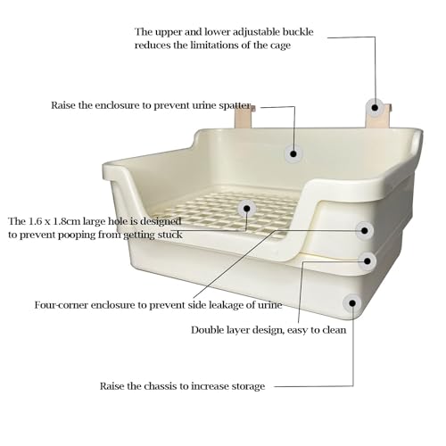 kathson Extra Large Rabbit Litter Box Trainer Rabbit Toilet Small Animal Potty Bunny Litter Pan Box for Adult Guinea Pig Rats Chinchilla Ferret Galesaur (White) - color: White