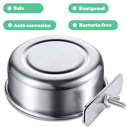 Love Dream Dog Crate Bowl Removable Stainless Steel Pet Kennel Hanging Bowl | Durable Anti-Spill Pet Metal Bowl Hanging Water Food Bowls with Clamp Holder for Small Medium & Large Dogs Rabbits or Birds - color: 5.5“*3.1”