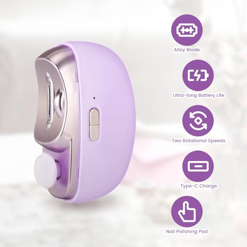 3 in 1 Electric Nail Clipper for Seniors, Baby Nail Trimmer Electric Automatic Trimmer, Safe Electric Toenail Clippers Nail File Tools for Adult, Manicure Kit Grinder with Polishing(Purple) - size: Purple