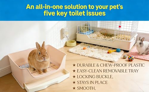 Large Rabbit Litter Box,Corner Potty Trainer with Drawer for Small Animals, Easy Clean Bedding Toilet for Adult Bunny, Guinea Pig, Ferret, Hamster (Brown) - color: Brown