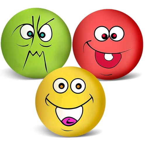 3.14" Squeaky Dog Toys Funny Smile Face Chewing Latex Rubber Soft Fetch Play Interactive Squeaky Dog Balls for Puppy Small Medium Pet Dog (3PCS) - color: Large Size Squeaky Dog Toys 3PCS