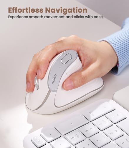 Nulea M510 Vertical Mouse Wireless, Ergonomic Mouse for Comfy Tracking, 3 Adjustable DPI (800-1200-1600), 2.4G Wireless Vertical Mouse with 6 Buttons, Compatible with Windows, Mac OS, Laptop, White - color: White