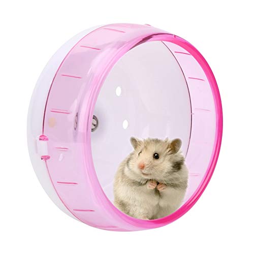Hamster Running Wheel, Silent Plastic Exercise Roller Running Toy for Small Pets Cage Pink 4.53 Inch 1 Pack