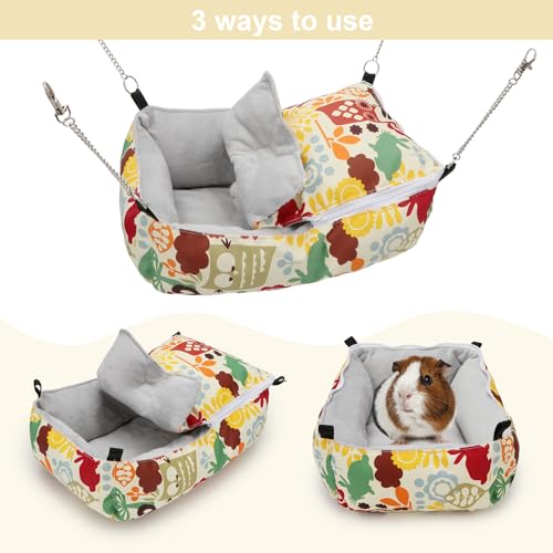 Wontee Guinea Pig Bed Warm Hammock Snuggle Bed for Young Guinea Pig Small Ferret Rat Sugar Glider Squirrel (Yellow) - color: Yellow