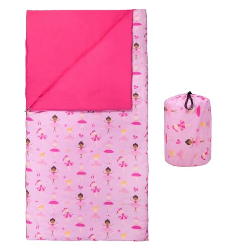 Wildkin Kids Sleeping Bag – Roll-Up Design with Storage Bag for School, Travel & Camping - Ballerina - color: Ballerina