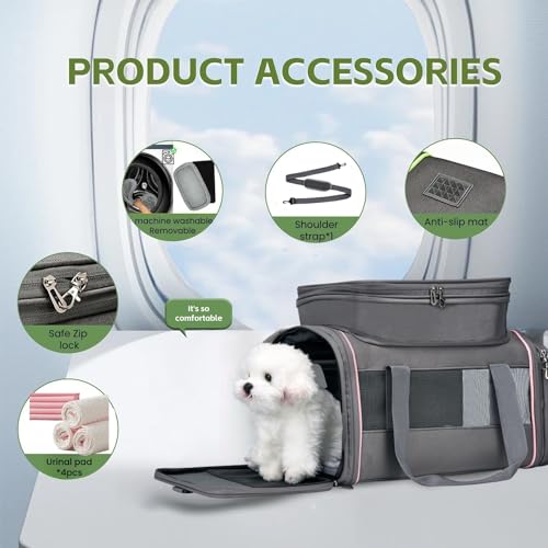 Airline Approved Pet Carrier - Soft-Sided Dog & Cat Travel Bag with Expandable Space and Safe Design (Grey) - color: grey