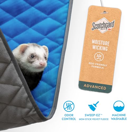 Paw Inspired Hanging Fleece Hammock for Small Animals, Gray/Blue | Hammock with Swivel Clips for Pet Cage for Ferrets, Rats, Chinchillas, Sugar Gliders, Hideout Toy for Guinea Pigs, Hamsters - color: Gray/Blue