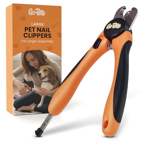 Nail Clipper for Large Dogs & Cats, Quick Sensor Safety Guard | Heavy Duty Trimmer for Thick Nails, Stainless Steel Blades, Grooming Tool for Pets, Non-Slip Handle Built-in Nail File - size: Large