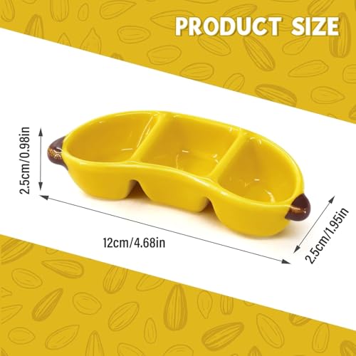 Hamster Food Bowl Ceramic, Cute Apple Pear Banana Shape Small Pet Feeding Dish, Easy to Clean Anti Flipping Guinea Pig Hamsters Food and Water Bowl, Small Animal Bowls for Dwarf, Parrots (Banana) - color: Banana