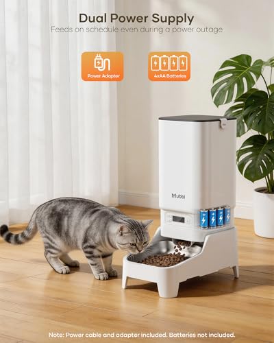 Automatic Dog Feeder with Elevated Stand - 7L Cat Food Dispenser with Large Food Tray, Timed Auto Cat Feeder for Dry Food, 6 Meals Per Day, No-Jam, Freshness Design, Detachable for Easy Clean