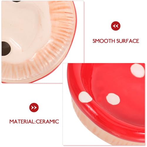 POPETPOP Ceramic Hamster Food Bowl Mushroom Shape 3.93In Small Pet Feeding Dish for Hamsters Chinchillas Gerbils Smooth Easy- Surface for Daily Feeding