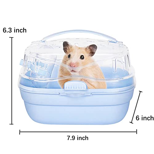 KAMEIOU Sky Blue Travel Small Animals Hamster Hedgehog Guinea Pig Carrier Cage for Hamsters Hedgehogs Guinea Pig Carrier Travel Cage with Handle Breathable Small Animal Guinea Pig Car Cage Carrier