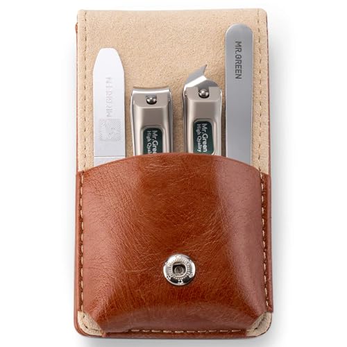 MR.GREEN Nail Clipper 4Pcs Set, Stainless Steel Manicure Pedicure Set, Medical Grade Grooming Kit with Travel Case Gift Box for Man & Woman - color: Mr-6105