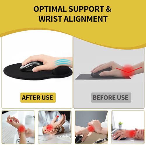 Mouse Pad with Wrist Rest, Comfortable Computer Mousepad with Gel Wrist Support Smooth Surface and Non-Slip PU Base for Pain Relief, Laptop, Office & Home (Lemon) - color: Lemon