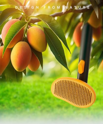 Cat Brush for Shedding, Mango Cat Brushes with Gentle Bristles and Release Button, Gentle Self Cleaning Pet Brush for Indoor Cats and Dogs Daily Grooming Tool During Shedding Season - color: Dark Mangop