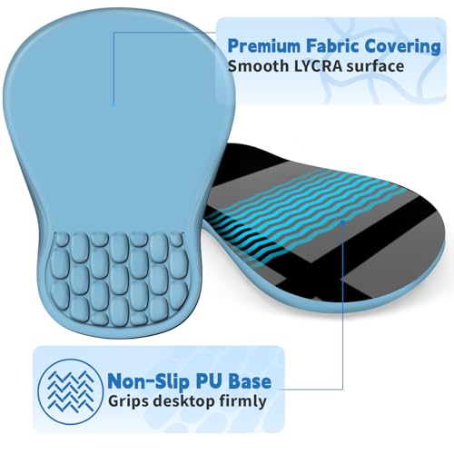 YIWEI Ergonomic Mouse Pad with Wrist Rest for Carpal Tunnel Pain Relief | Memory Foam Wrist Support,Non-Slip Rubber Base, Keyboard Computer Mousepad,Lycra Cloth Surface,Gaming Home Office - color: Blue