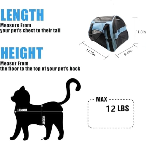 ZaneSun Cat Carrier,Soft-Sided Pet Travel Carrier for Cats,Dogs Puppy Comfort Portable Foldable Pet Bag Airline Approved (Medium-Blue) - color: Medium-Blue
