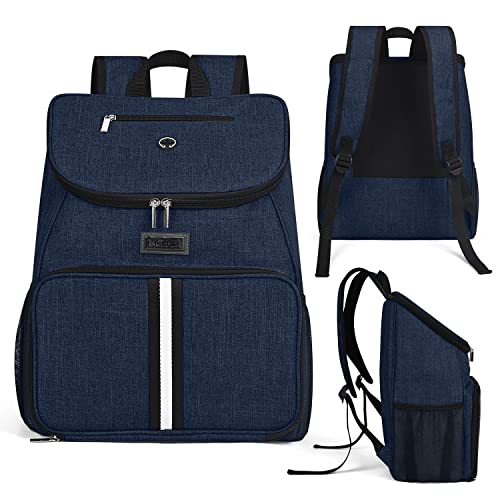 BAGLHER丨Dog Travel Bag, Airline Approved Pet Supplies Backpack, Dog Travel Backpack with 2 Silicone Collapsible Bowls and 2 Food Baskets - color: Dark Blue-A