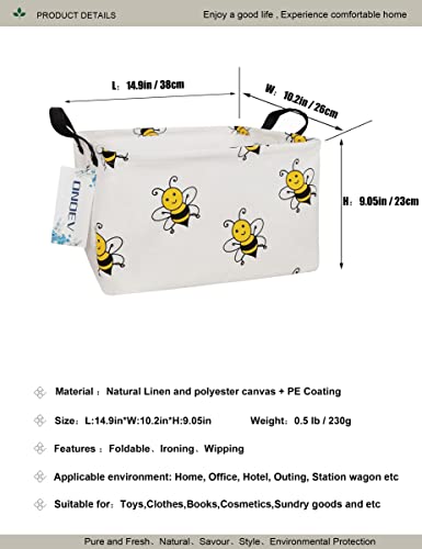 Rectangular Fabric Storage Bin, Foldable Bee print Basket | Damp-proof canvas with reinforced stitched handles.Great for clothes,books & sundries in closets,playrooms,laundry rooms. - color: Bee