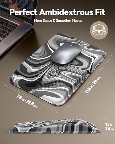 TECKNET Ergonomic Mouse Pad with Wrist Rest, Comfortable Relieves Pain | Built-in Memory Foam and Ergonomic Slope Design Relieves Carpal Tunnel Syndrome Pain, Mousepad for Office Gaming - color: Texture