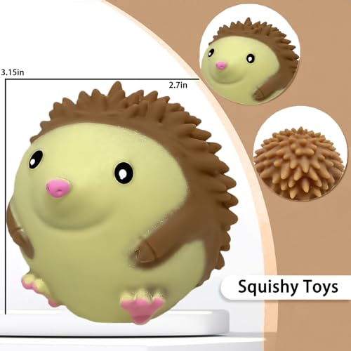 Hedgehog Squishy Stress Balls for Kids and Adults, Stretchy Stress Relief Ball Squeeze Toys, Soft Dough Balls, Squeeze Ball Squishy Toys for Party Favors Birthday Gifts, Easter Basket Stuffers - style: Hedgehog