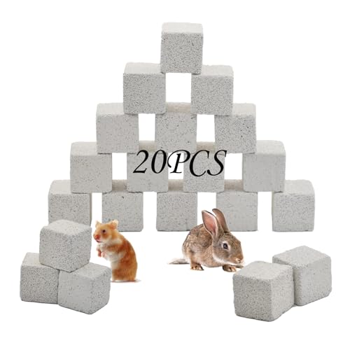 PINVNBY 20 Pcs Lava Blocks for Rabbits,Chinchillas Lava Block Hamster Mineral Stone Small Animals Square Calcium Stones Teeth Pumice Grinding Chews Toy for Bunny Hamsters Chinchilla Guinea Pig - size: 【20 PCS】