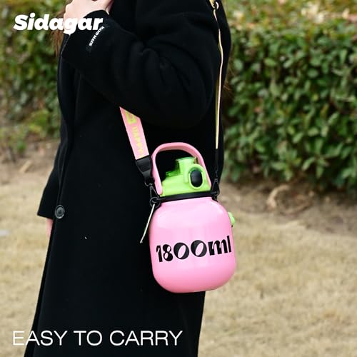 60 oz Gallon Insulated Water Bottle with Straw Lid, Pink | Premium 316L Stainless Steel, Leakproof, Wide Mouth Water Jug with Handle, All-day Hot or Cold Retention, Travel & Daily Use - color: Pink, size: 60 Ounces