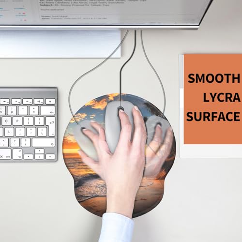 Mouse Pad with Wrist Rest, Comfortable Computer Mousepad with Gel Wrist Support Smooth Surface and Non-Slip PU Base for Pain Relief, Laptop, Office & Home (Sunset) - color: Sunset