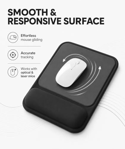 Ergonomic Mouse Pad with Wrist Rest, Gel Mousepad with Soft Wrist Support, Non-Slip PU Base, Smooth Surface Mouse Pad for Wrist Pain Relief, Computer Laptop Office Home & Gaming (Classic Black) - color: Classic Black