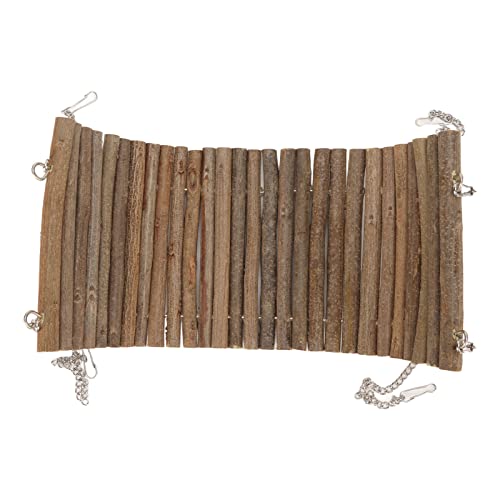 Hamster Wooden Swing, Natural Large Space Climbing Playing Toy with Hanging Chain for Parrots Gerbils and Similar Size Pets (15 * 35CM) - size: 15*35CM