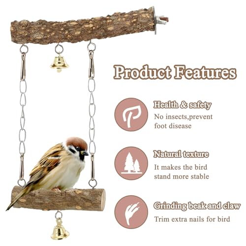 7 Pieces of Bird Perches for Cage, Parakeet Cage Accessories, Bird Perches Nature Wooden Bridge Suitable for Parakeets, Lovebirds, Cockatoos, and Parrots Exercise Training