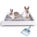 Petlex 22x18 inches Rabbit Litter Box with Grate, Extra Large Rabbit Litter Pan for Cage, Bunny Restroom Litter Tray Small Animals Toilet Potty Trainer for Hamster Ferret Rats Guinea Pigs Hedgehog - size: Large