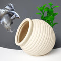 SpringSmart Aquarium Decor Rock Betta Fish Tank Decorations Ceramic Hideout Stone for Fish Shrimp Turtle Crab to Breed, Rest and Play, Small Fish Bowl Hiding Cave, Pot Shaped Betta Toys - size: TG