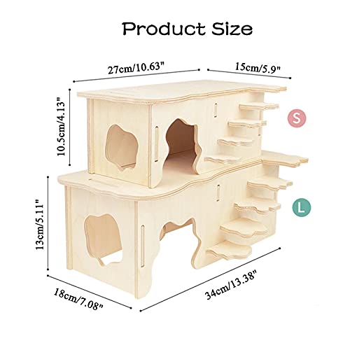 Hamster Wooden Houses with Steps, Hamster Hideout, Multi Chamber Room for Hamster Syrian Mice Gerbils Mouse Dwarf