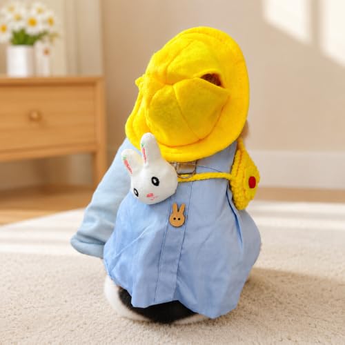 5PCS Bunny Outfit Harness Set with Leash Hat Bag and Plush Charm for Dwarf Rabbit Guinea Pig Chinchilla, Cute Blue Rabbit Clothes, S,7034-05 - color: Light Blue, size: S Fits 1.1-2.2lb Baby Bunny Guinea Pig Chinchilla