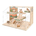Large Acrylic Hamster Cage, Wooden Dwarf Hamster Habitat, Spacious Dwarf Gerbil Cage, Premium Dwarf Hamster Habitat with Ventilator (Hamster Cage)