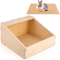17"x12"x12" Wood Rabbit Nesting Box with Mat, Wooden Small Animal Hideout | for Breeding, Multi-Purpose Hutch for Rabbits, Chickens, Ducks, Guinea Pigs, Chinchillas and Birds & Other Small Animals