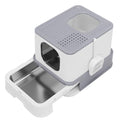 RIZZARI Stainless Steel Cat Litter: Enclosed, Top Entry, Easy Clean | Teflon Non-Stick Coating / High Splash Sides / Odor-Control Seal / Slide-Out Sifting Drawer / Leak-Proof / Multi-Cat & Garage - color: Gray