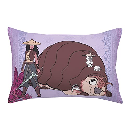 Disney Raya and The Last Dragon Mythic Pop Lavender, Magenta, and Blue with Sisu Dragon and Tuktuk 4 Piece Toddler Bed Set - Comforter, Fitted Bottom Sheet, Flat Top Sheet, and Reversible Pillowcase - color: Disney Raya and the Last Dragon