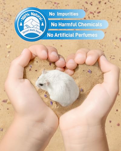 BUCATSTATE Hamster Sand, No-Dust 6.6LB Chinchilla Dust Bath with Pour Spout, 100% Natural Desert Bathing Sand for Syrian Hamster Gerbil Rat Mice Small Animals (Flower Smell) - color: Flower Scent, size: 6.6LB