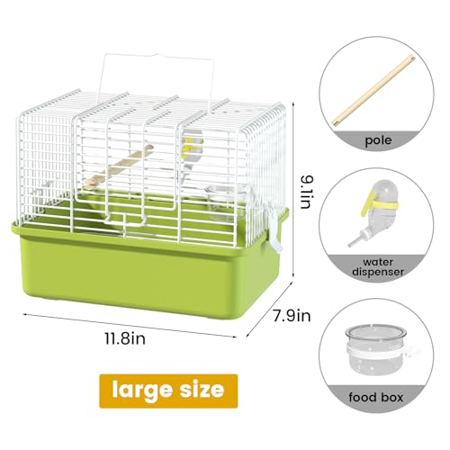Small Bird cage,Travel Cage for Birds and Small Animals, Parakeet cage,Bird Carrier Travel cage,Bird Travel cage, jaulas para pájaros,Green,(Green,L) - color: Green, size: 11.8"L x 7.9"W x 9.1"H