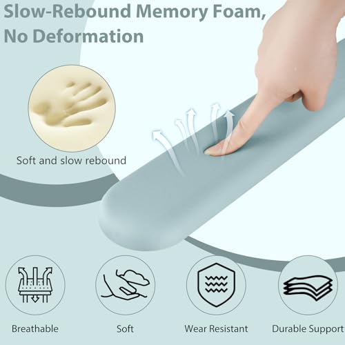 Mouse Pad and Keyboard Wrist Rest, 3-in-1 Gel Memory Foam Ergonomic Mouse Pad with Wrist Rest Set, Gaming Mousepad Arm Cushion Support for Computer Office Desk Accessories Cute, Seafoam Blue - color: Seafoam Blue