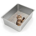 Kirecoo XL Stainless Steel Cat Litter Box High Sided, Non-Stick | Solid Metal Box, Odor Free, Non Stick, Rust Proof, Easy to Clean, Ideal for Cats, Kittens, Multi-cat & Rabbits, Indoor Use - size: 23.43" L x 15.55" W x 5.7" H