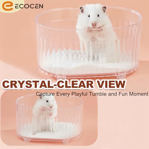 Big Acrylic hamster sand bath container,8.1''L*5.3''W*4.2''H(20.5*13.4*11.2cm) Large Animal Bathroom for Syrian Hamster,Transparent Hamster Bathtub Toilet,Hamster Sand Box,Acrylic Shower-Pink - color: Pink