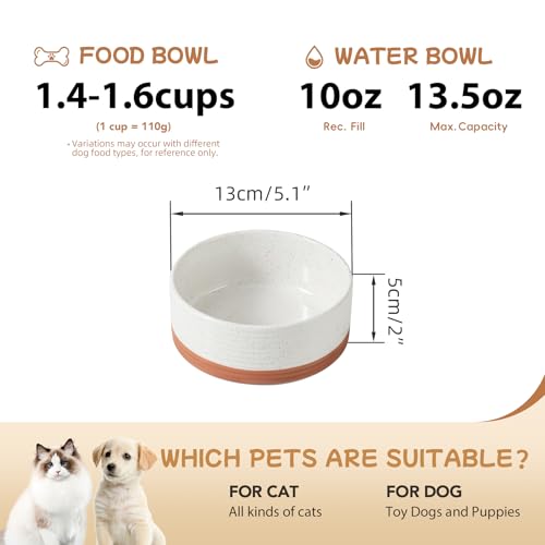Havniva Dog Bowls Ceramic, Dog Food and Water Bowl Set | 5.1inch Dog Food Bowl, Dog Water Bowl, Food-Grade Ceramic Non-Slip Rubber Base, Dishwasher Safe, 2 Pack, Small Dogs, Puppy - color: 2 Bowls-Vanilla White, size: 1.6CUPS